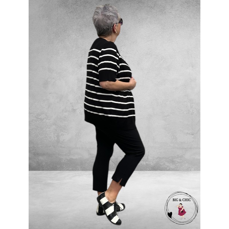 KAFFE CURVE Cardigan Lizzy Black/Chalk