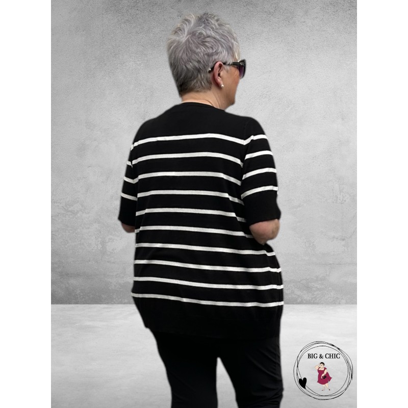 KAFFE CURVE Cardigan Lizzy Black/Chalk