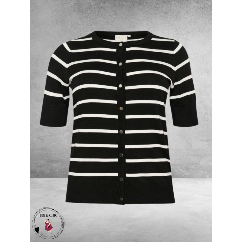 KAFFE CURVE Cardigan Lizzy Black/Chalk