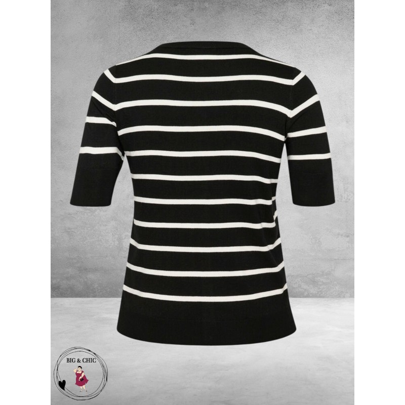 KAFFE CURVE Cardigan Lizzy Black/Chalk