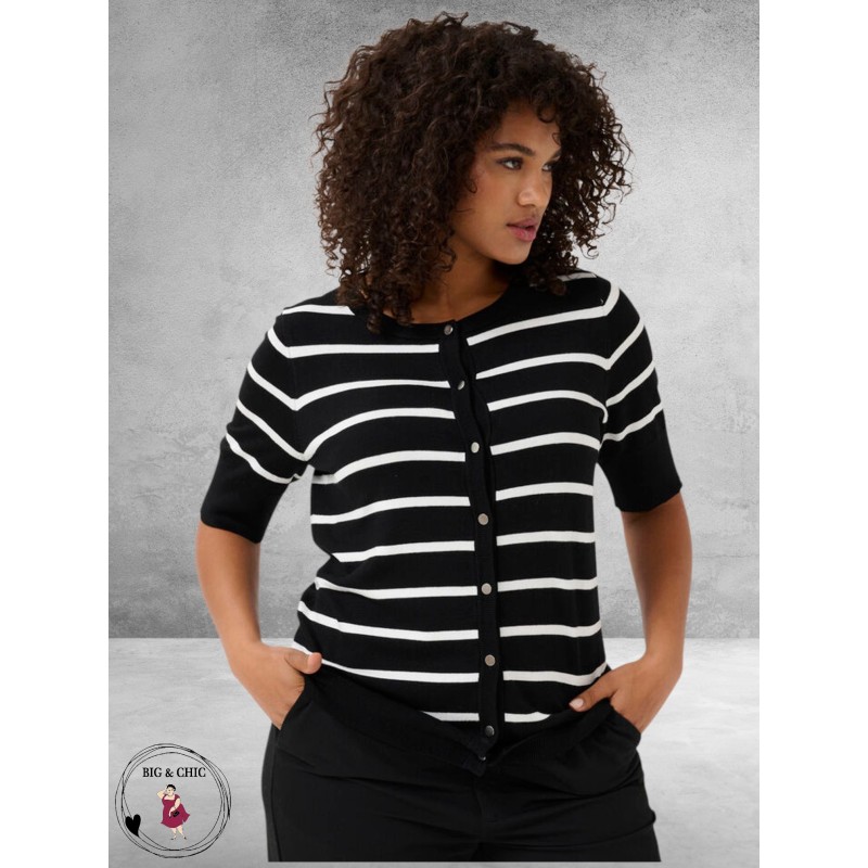 KAFFE CURVE Cardigan Lizzy Black/Chalk