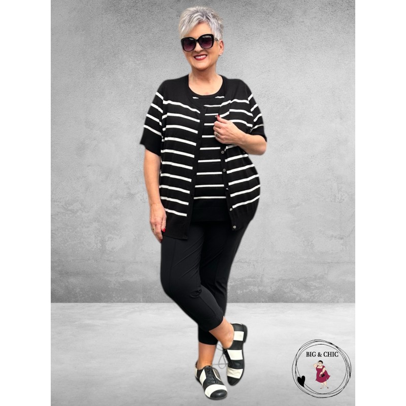 KAFFE CURVE Cardigan Lizzy Black/Chalk