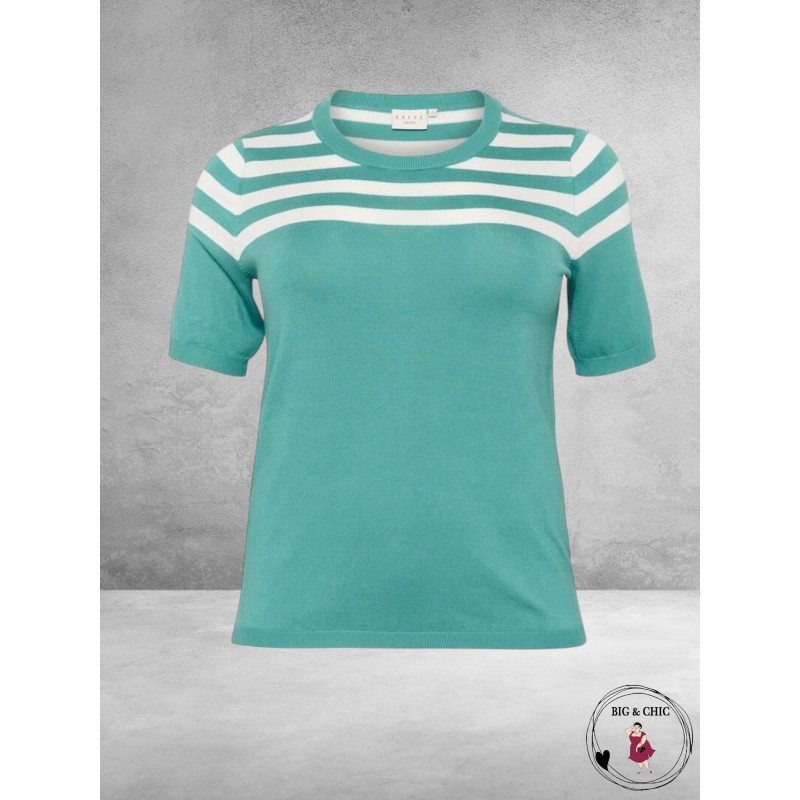 KAFFE CURVE Trui Lizzy Teal/Chalk