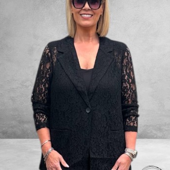 KAFFE Curve Blazer Lorani Zwart Kant