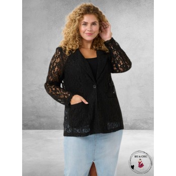 KAFFE Curve Blazer Lorani Zwart Kant