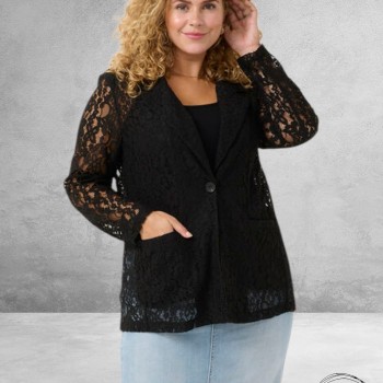KAFFE Curve Blazer Lorani Zwart Kant