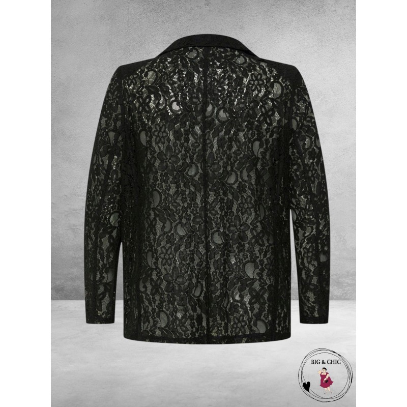 KAFFE Curve Blazer Lorani Zwart Kant