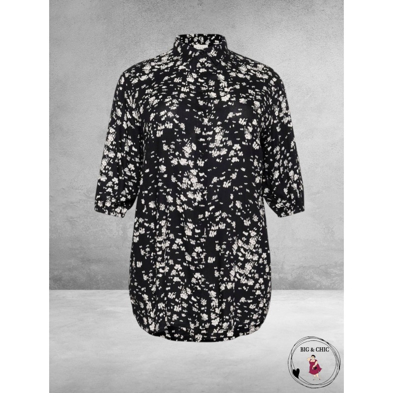 KAFFE CURVE Tuniek/Blouse Sonna Zwart/Wit