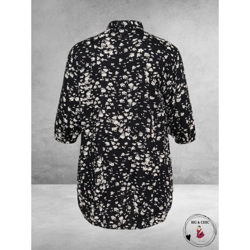 KAFFE CURVE Tuniek/Blouse Sonna Zwart/Wit