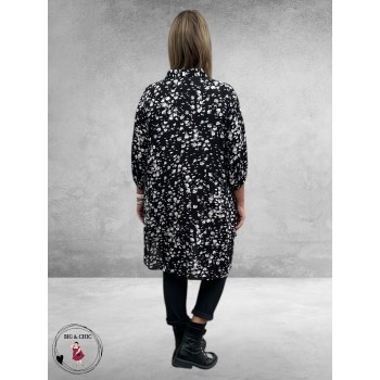 KAFFE CURVE Tuniek/Blouse Sonna Zwart/Wit