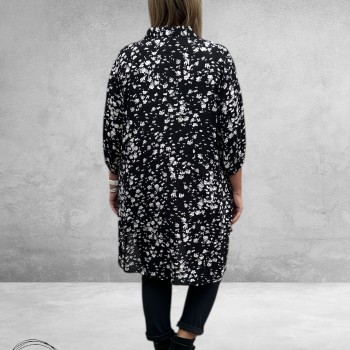 KAFFE CURVE Tuniek/Blouse Sonna Zwart/Wit