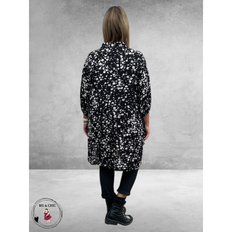 KAFFE CURVE Tuniek/Blouse Sonna Zwart/Wit
