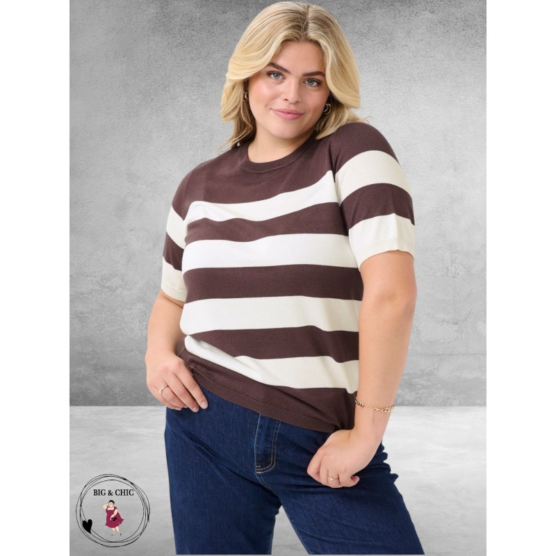 KAFFE CURVE Trui Lizzy Fudge/Chalk