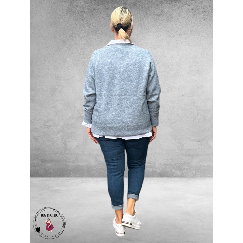 KAFFE CURVE Trui Niela Windward Blue Melange