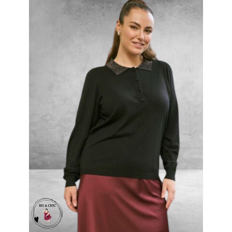 KAFFE CURVE Polo Pullover Carla Black Deep