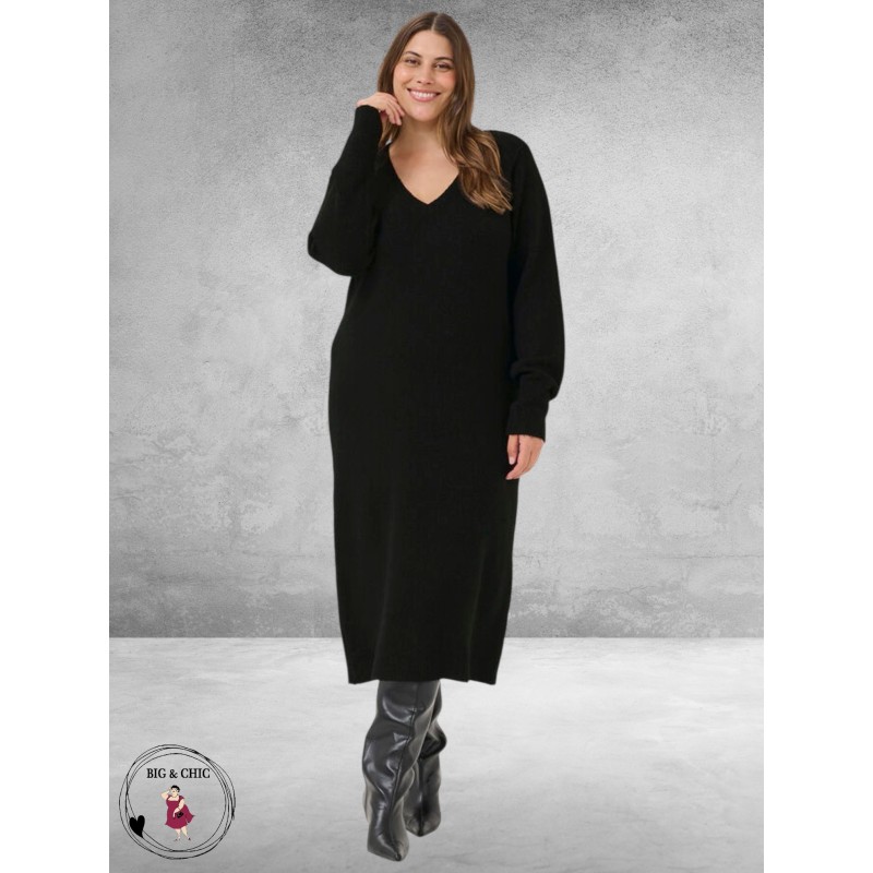 KAFFE CURVE Knit Dress Niela Black Deep