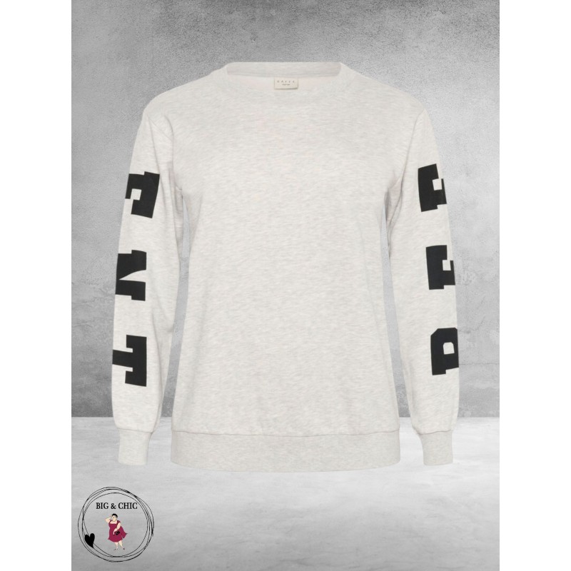 KAFFE CURVE Sweatshirt Statement Lichtgrijs 