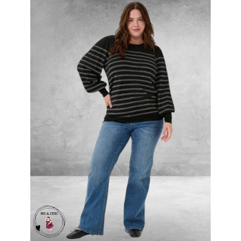 KAFFE CURVE Shirt Linia Zwart-Zilver