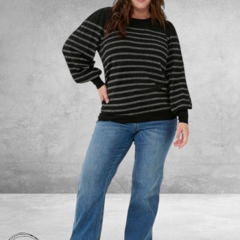 KAFFE CURVE Shirt Linia Zwart-Zilver