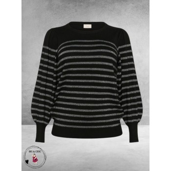 KAFFE CURVE Shirt Linia Zwart-Zilver