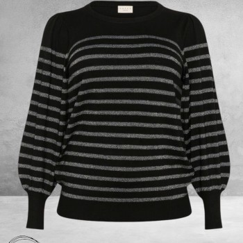 KAFFE CURVE Shirt Linia Zwart-Zilver