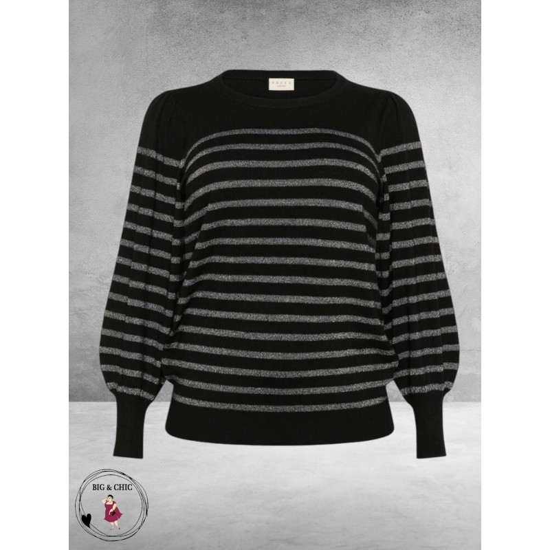 KAFFE CURVE Shirt Linia Zwart-Zilver