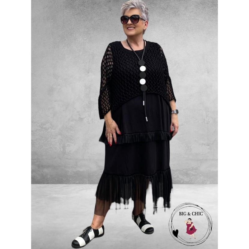 MOCCOCO Top Zwart Mesh Strook