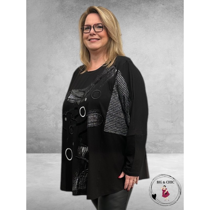 MAXLIVE Shirt Zwart/Zilver