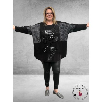 MAXLIVE Shirt Zwart/Zilver