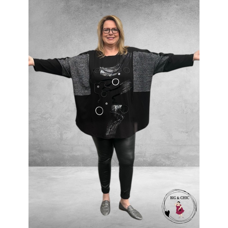 MAXLIVE Shirt Zwart/Zilver