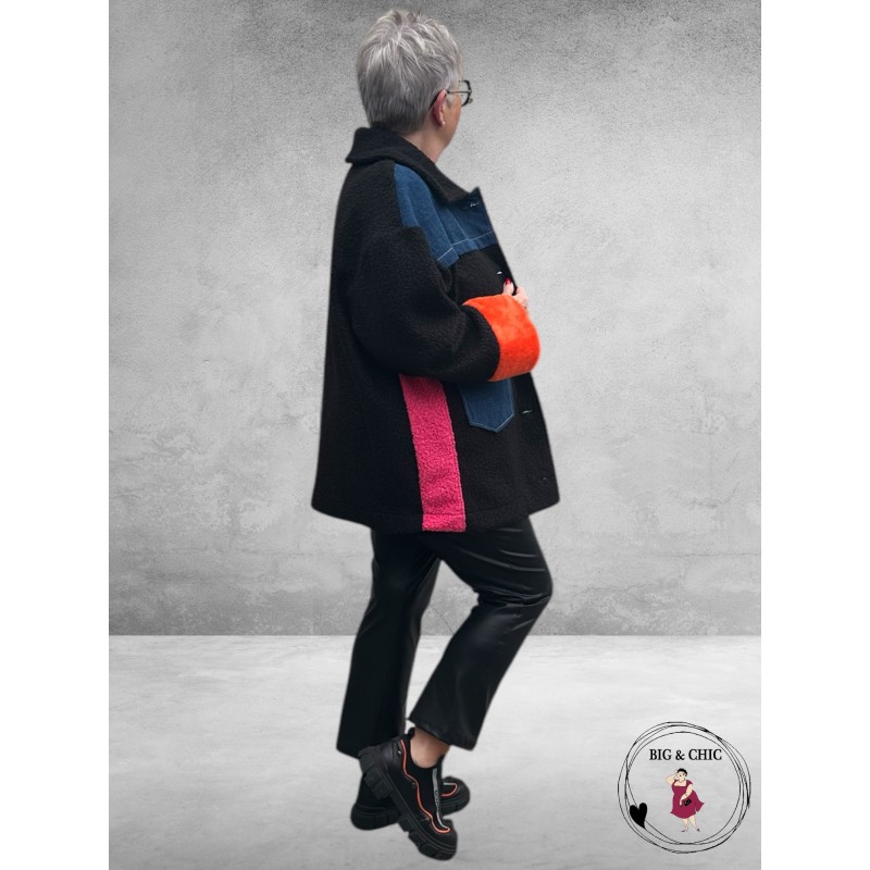 MAXLIVE Tussenjas Bouclé Zwart Bloem