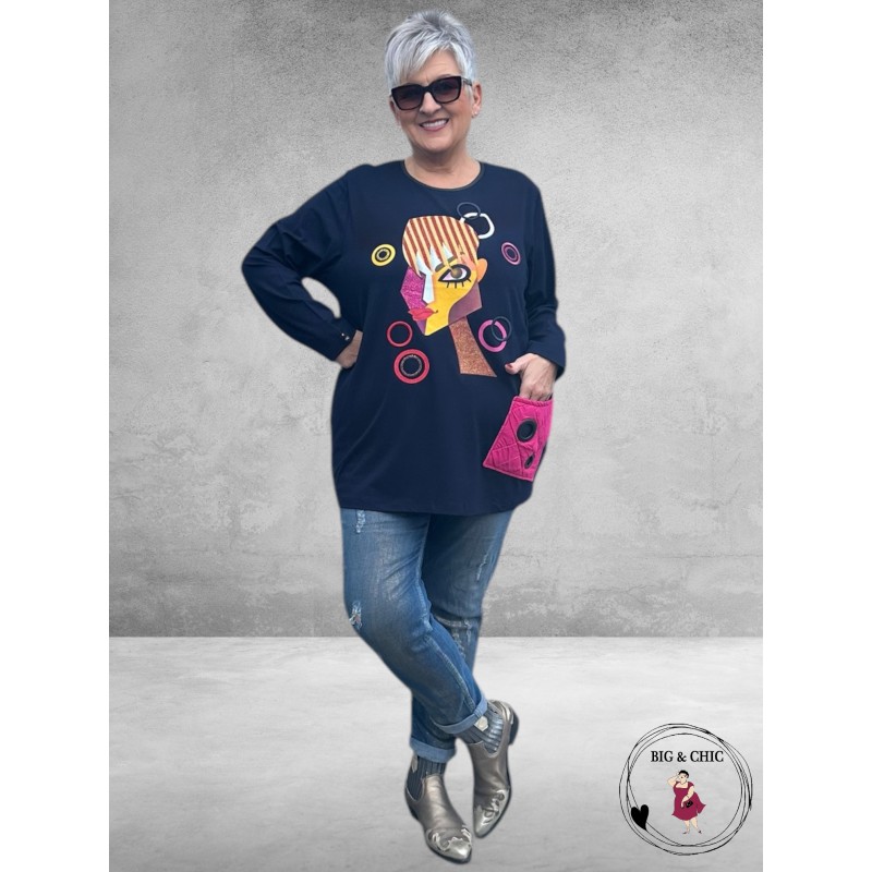 MAXLIVE Shirt Blauw Gezicht