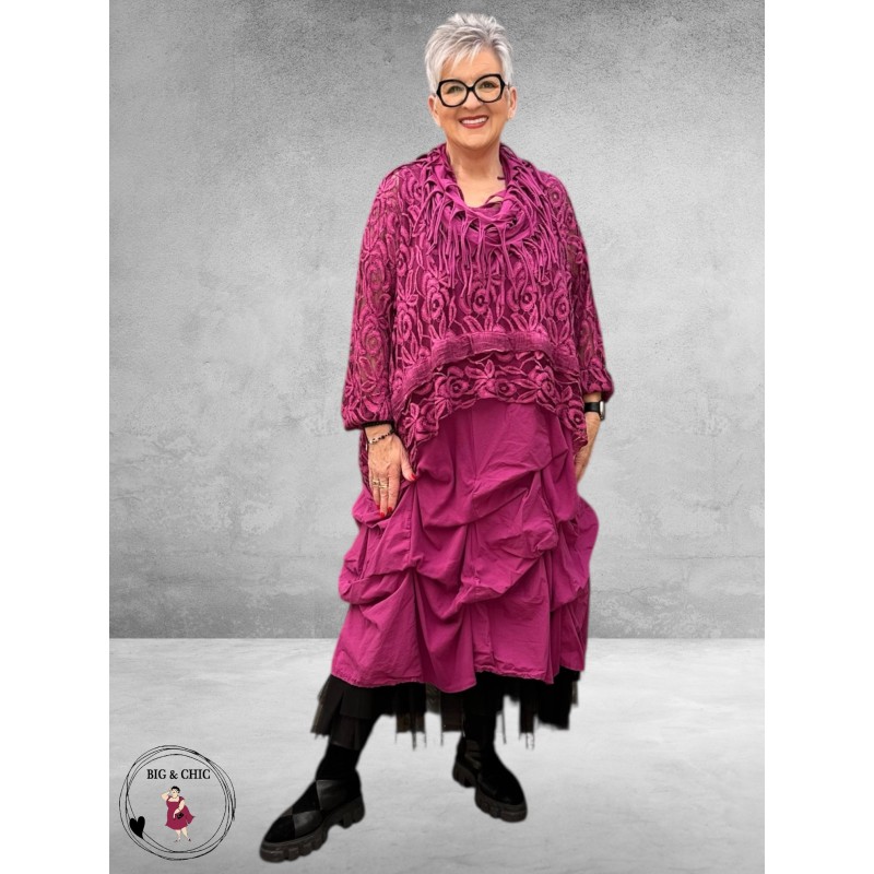 Moonshine Kanten Shirt Fuchsia Oversized