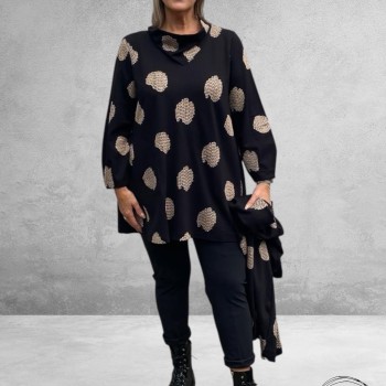 NOEN Tuniek Zwart Beige Applicaties