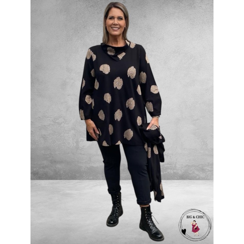 NOEN Tuniek Zwart Beige Applicaties