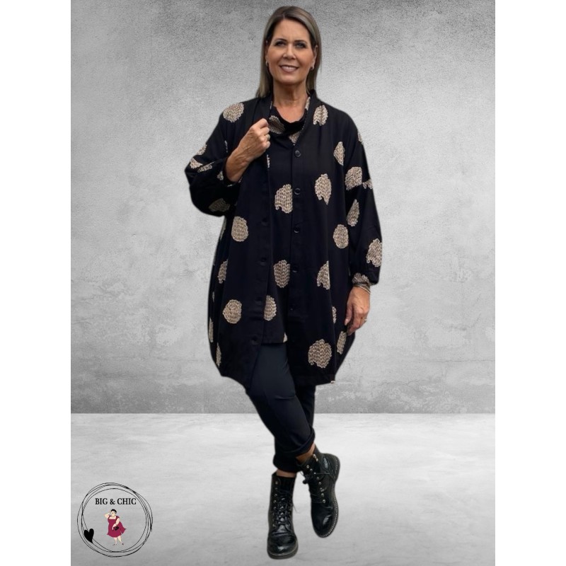 NOEN Cardigan Zwart Beige Applicaties