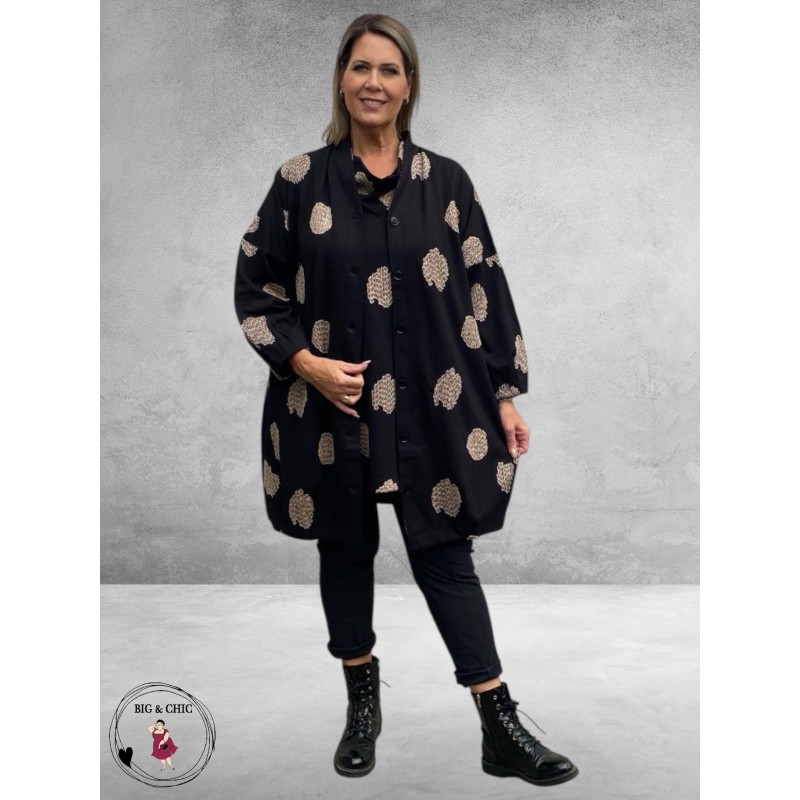 NOEN Cardigan Zwart Beige Applicaties