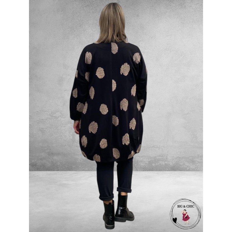 NOEN Cardigan Zwart Beige Applicaties