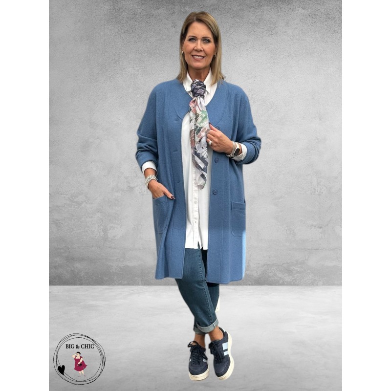 NOEN Jas/Vest Jeansblauw Wolmix Lang