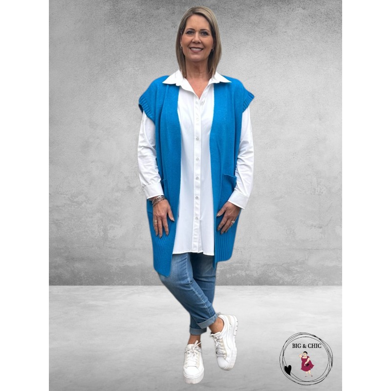 NO.1 BY OX Cardigan Mouwloos Clear Blue