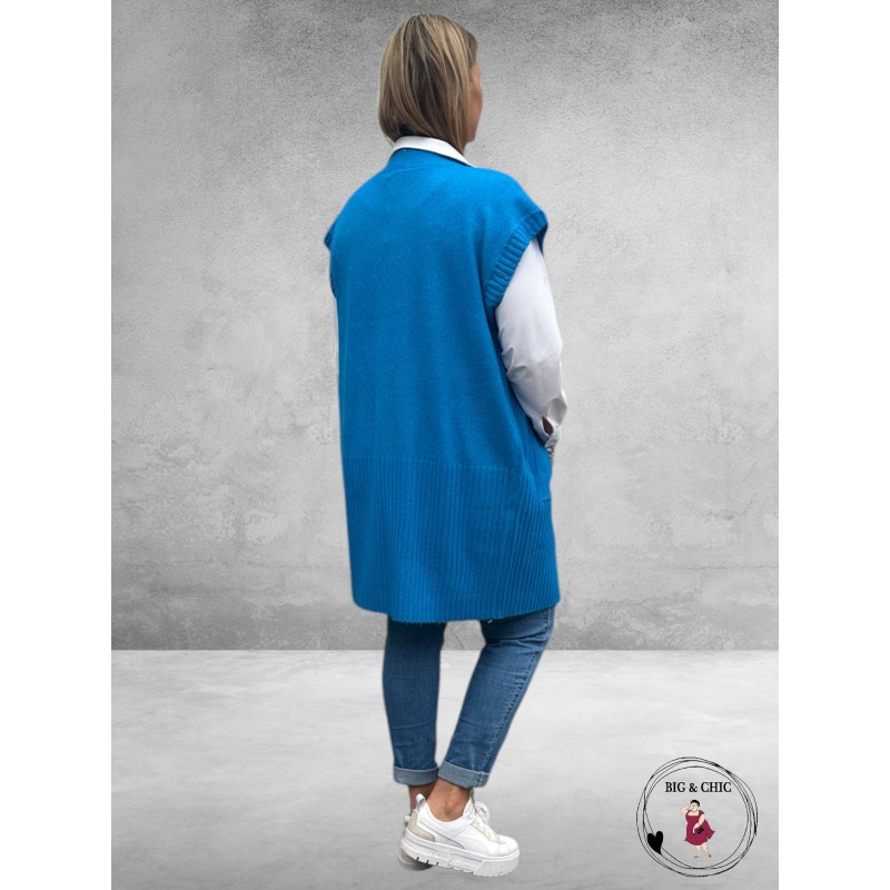 NO.1 BY OX Cardigan Mouwloos Clear Blue