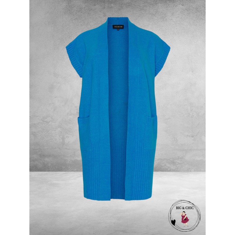 NO.1 BY OX Cardigan Mouwloos Clear Blue