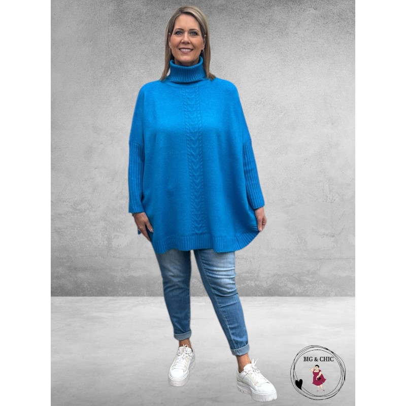No.1 By OX Gebreide Poncho-Trui Clear Blue