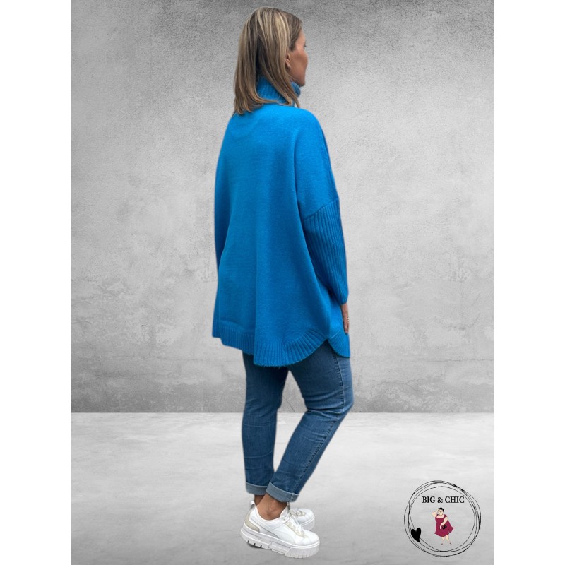 No.1 By OX Gebreide Poncho-Trui Clear Blue