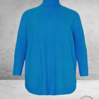 No.1 By OX Gebreide Poncho-Trui Clear Blue
