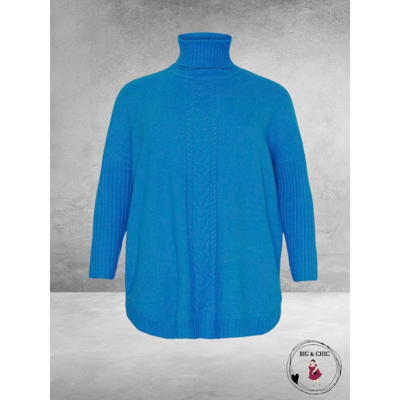 No.1 By OX Gebreide Poncho-Trui Clear Blue