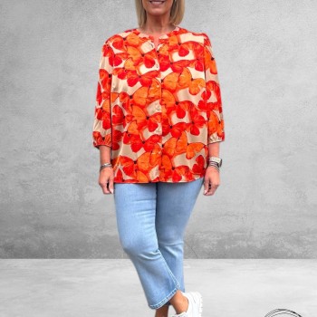 No.1 By Ox Blouse Summer Orange Vlinders