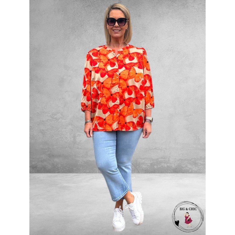 No.1 By Ox Blouse Summer Orange Vlinders