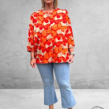 No.1 By Ox Blouse Summer Orange Vlinders
