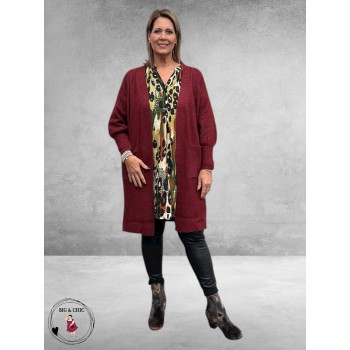 NO.1 BY OX Cardigan Long Ballonmouw Syrah Red